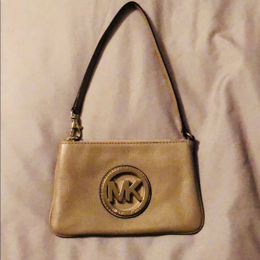 Michael Kors Heather Gray Leather Fulton Wristlet